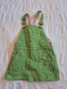 Mini Boden girls 3-4 years green corduroy overall dress VGUC minor fade
